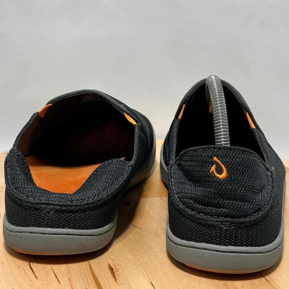 Men's OluKai Nohea Mesh Dark Shadow Gray Slip-On Drop In Heel Shoes - 9/ 42 EUR